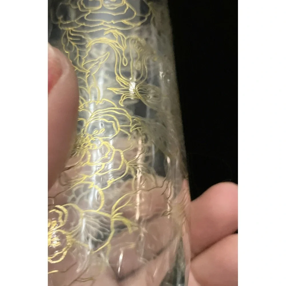 Stemless Champagne Flute Gold Gilded Rose Bouquet Wine Glass Vase Replacement